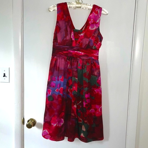 Banana Republic Silk Red Watercolor Dress - Picture 3 of 13